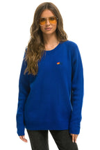 Retro VINTAGE CABIN 2 UNISEX CASHMERE SWEATER - LAPIS