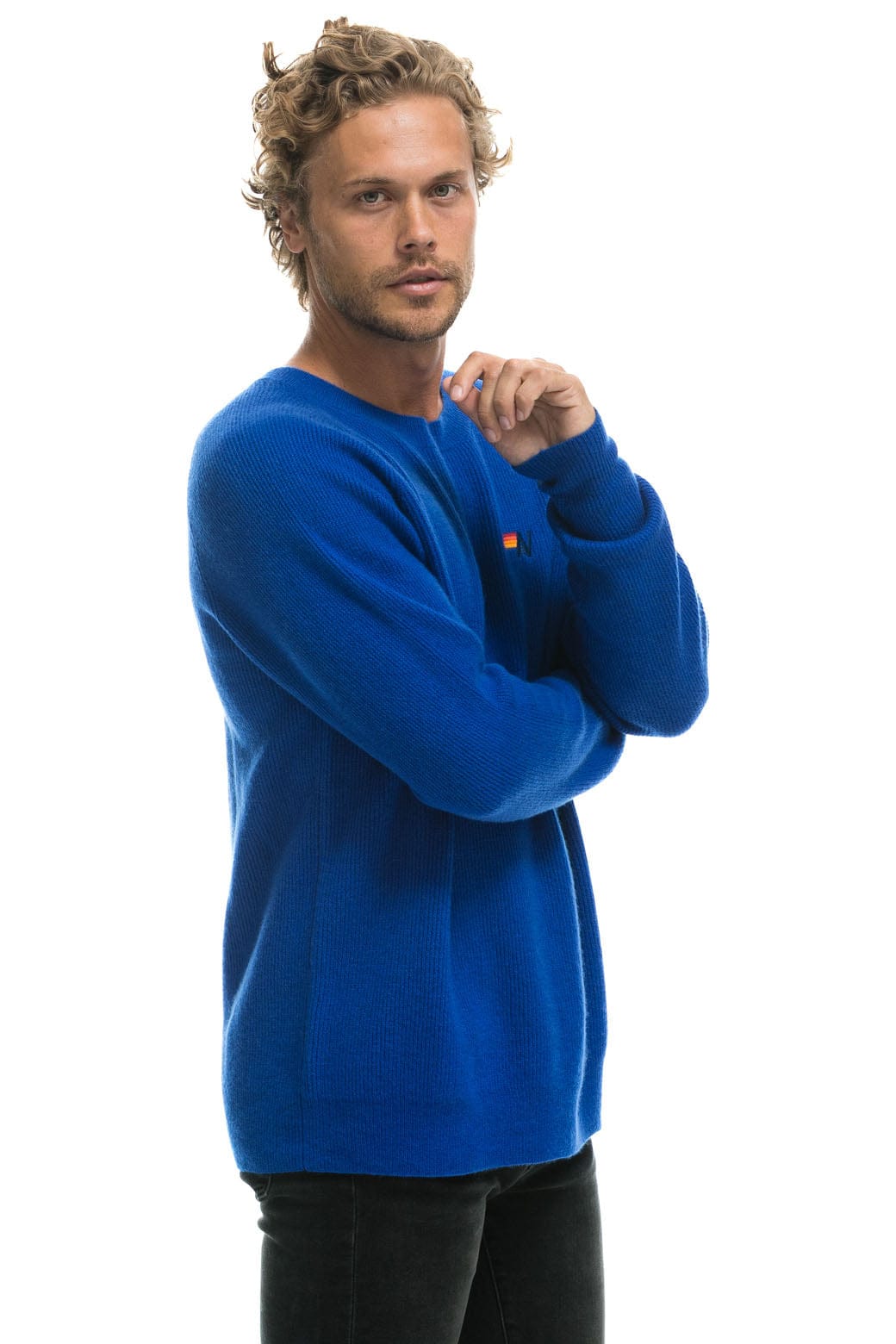 Retro VINTAGE CABIN 2 UNISEX CASHMERE SWEATER - LAPIS