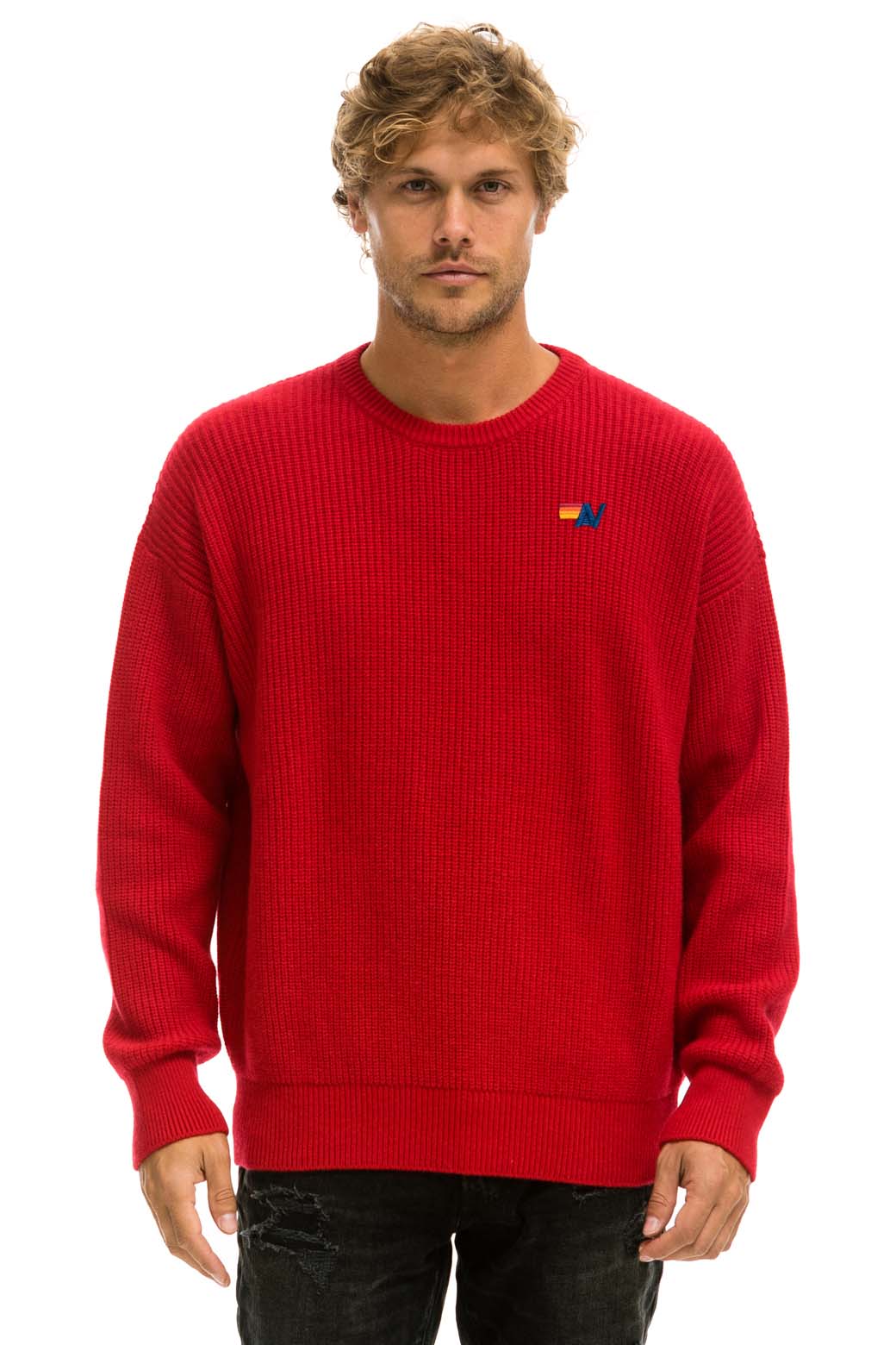 Retro VINTAGE CABIN UNISEX CASHMERE SWEATER - CHERRY