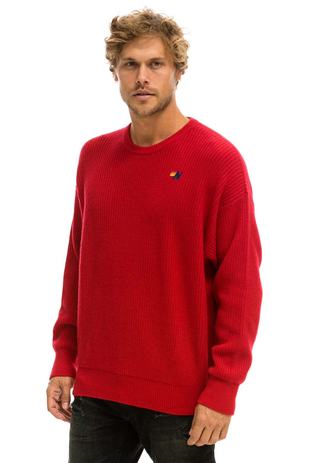 Retro VINTAGE CABIN UNISEX CASHMERE SWEATER - CHERRY