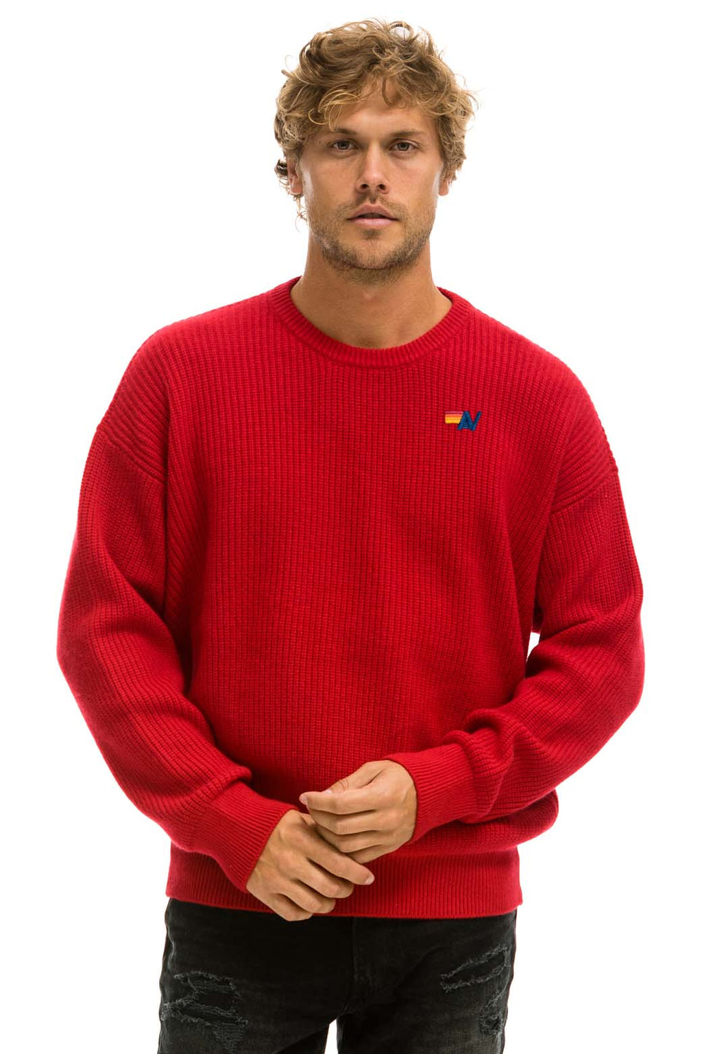 Retro VINTAGE CABIN UNISEX CASHMERE SWEATER - CHERRY