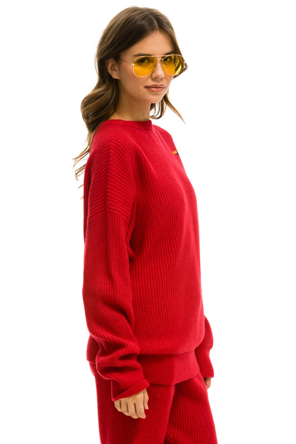 Retro VINTAGE CABIN UNISEX CASHMERE SWEATER - CHERRY