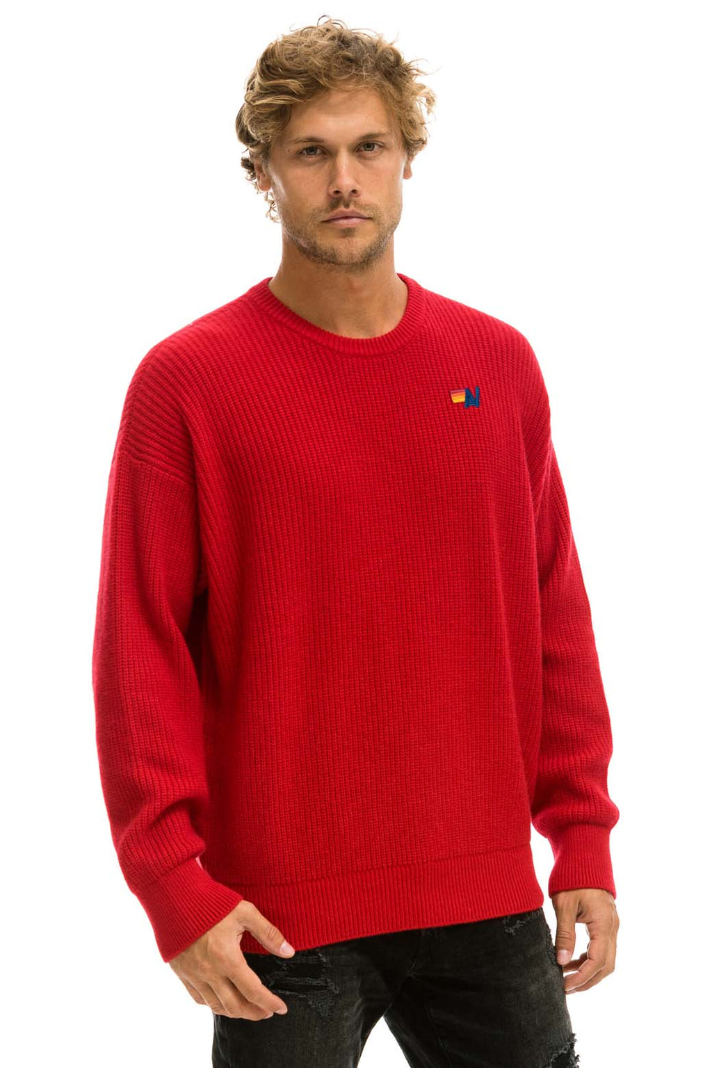 Retro VINTAGE CABIN UNISEX CASHMERE SWEATER - CHERRY