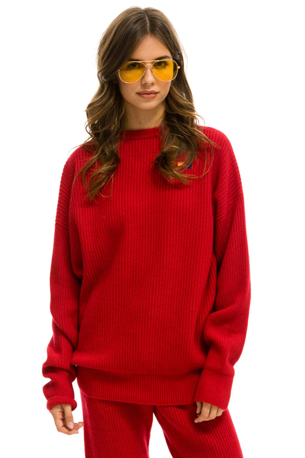 Retro VINTAGE CABIN UNISEX CASHMERE SWEATER - CHERRY