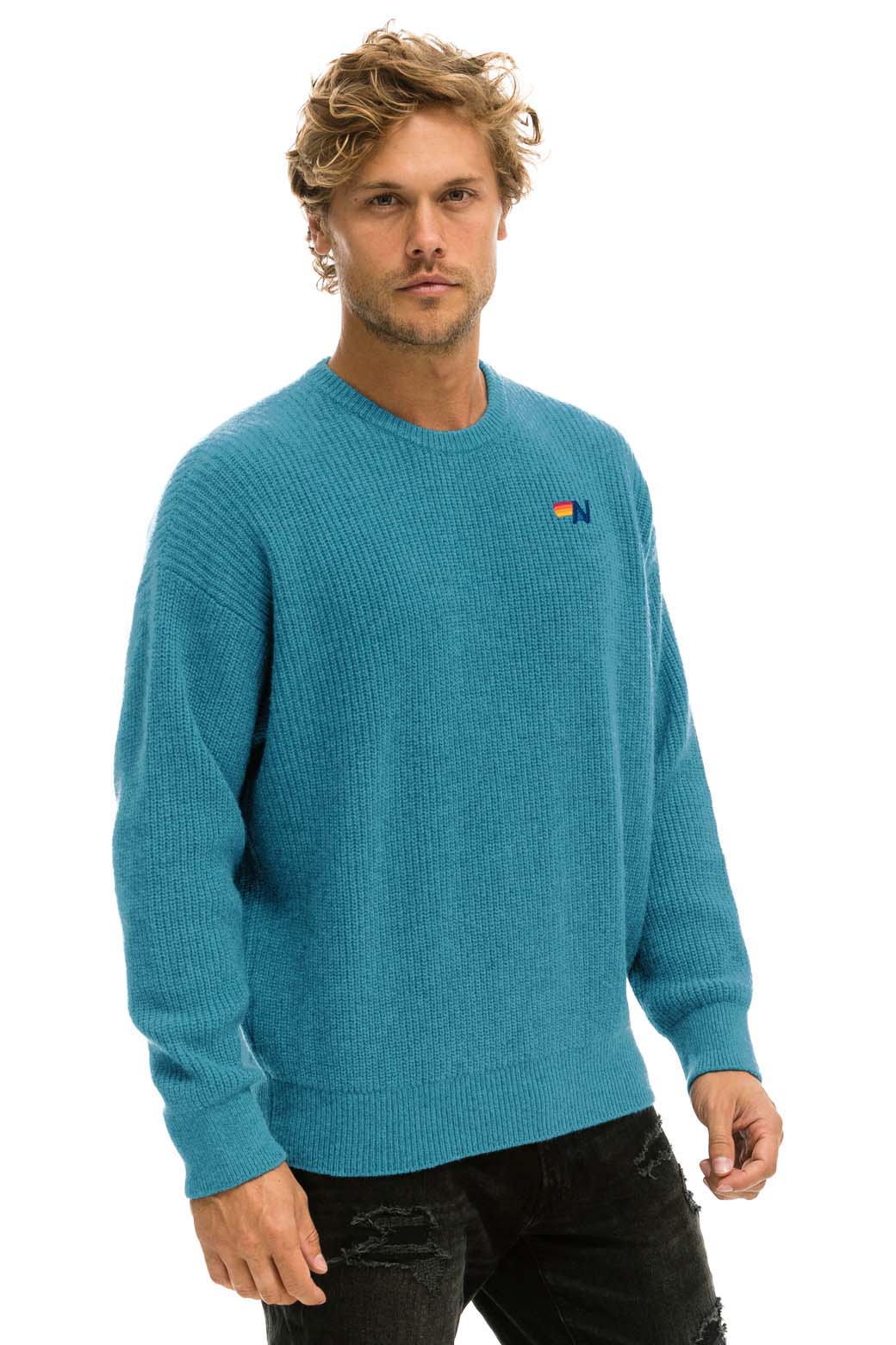 Retro VINTAGE CABIN UNISEX CASHMERE SWEATER - COBALT