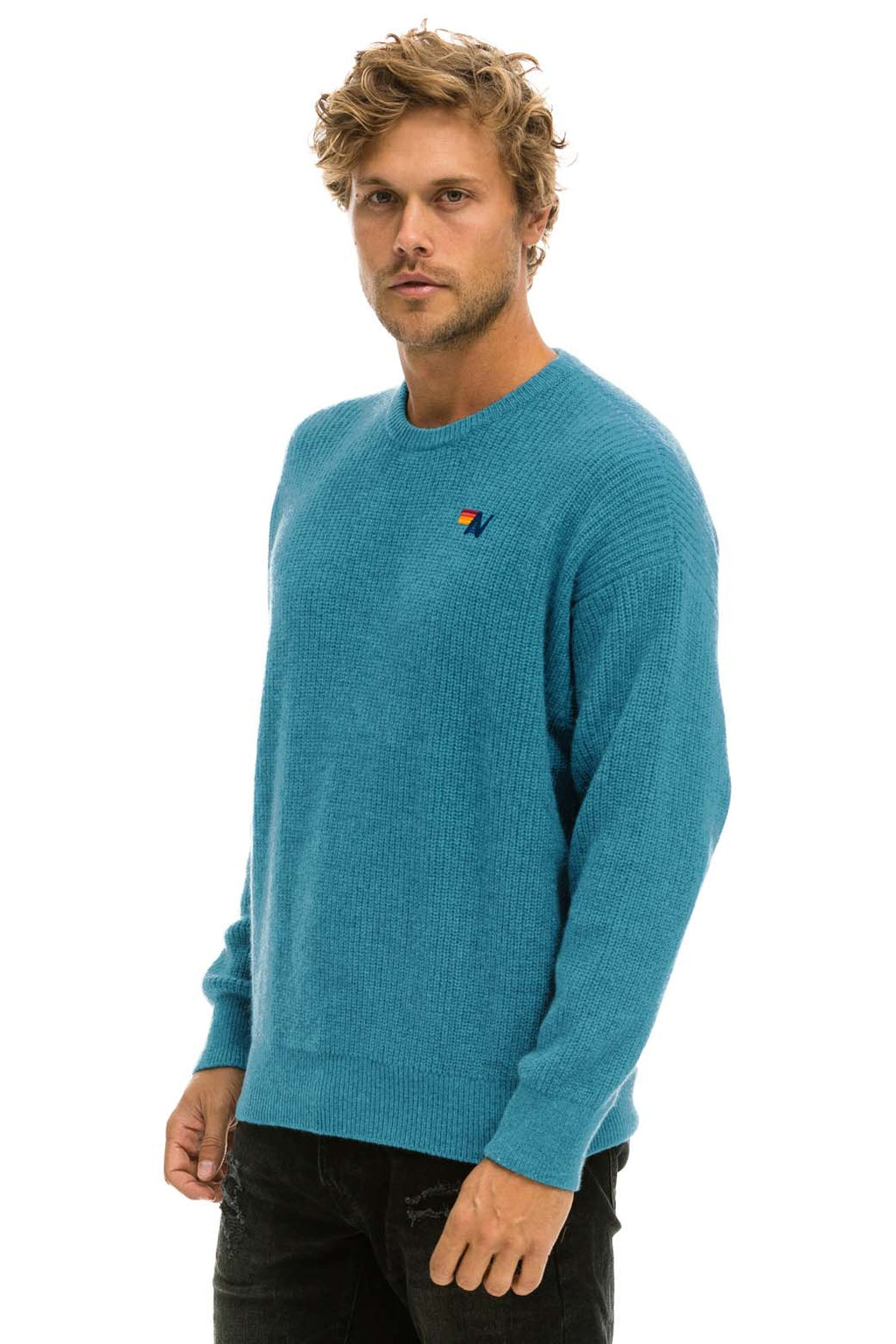 Retro VINTAGE CABIN UNISEX CASHMERE SWEATER - COBALT