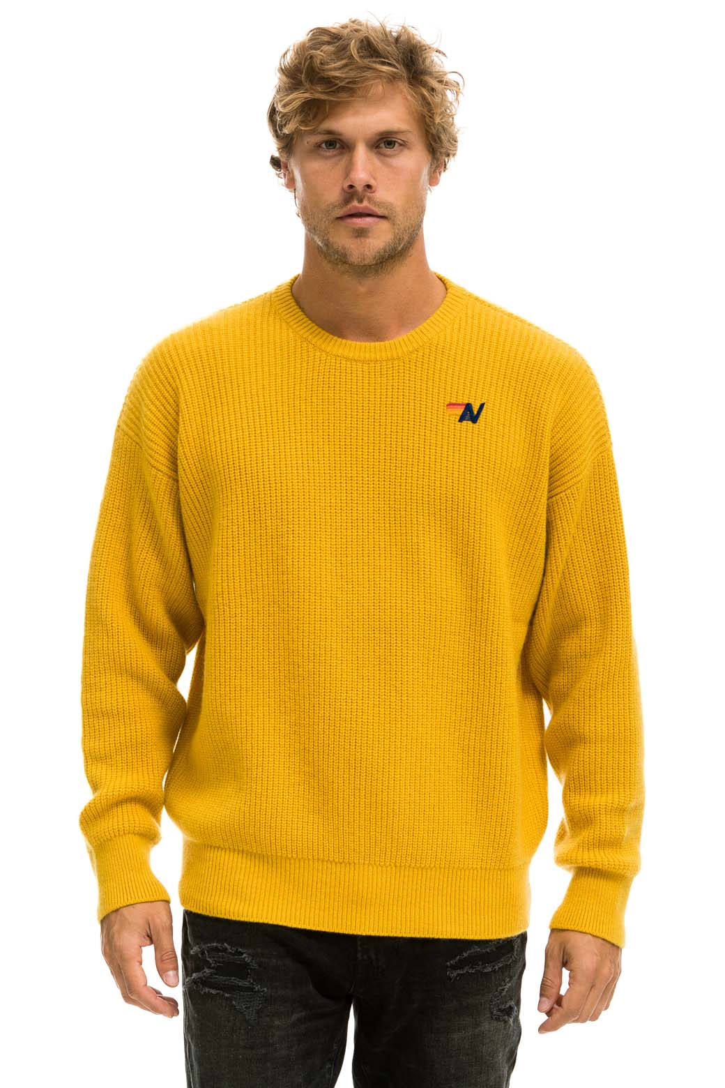Retro VINTAGE CABIN UNISEX CASHMERE SWEATER - GOLD