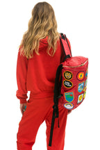 Retro VINTAGE PATCH PUFFER BACKPACK - CHERRY GLOSSY