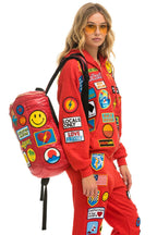 Retro VINTAGE PATCH PUFFER BACKPACK - CHERRY GLOSSY
