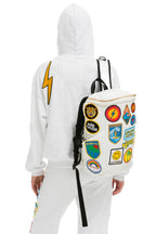 Retro VINTAGE PATCH PUFFER BACKPACK - WHITE GLOSSY