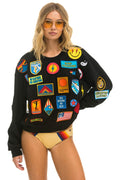 Retro VINTAGE PATCH RELAXED CREW SWEATSHIRT - BLACK