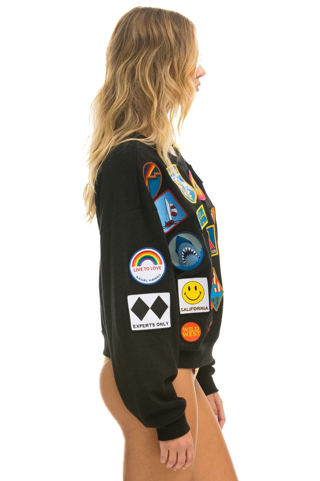Retro VINTAGE PATCH RELAXED CREW SWEATSHIRT - BLACK
