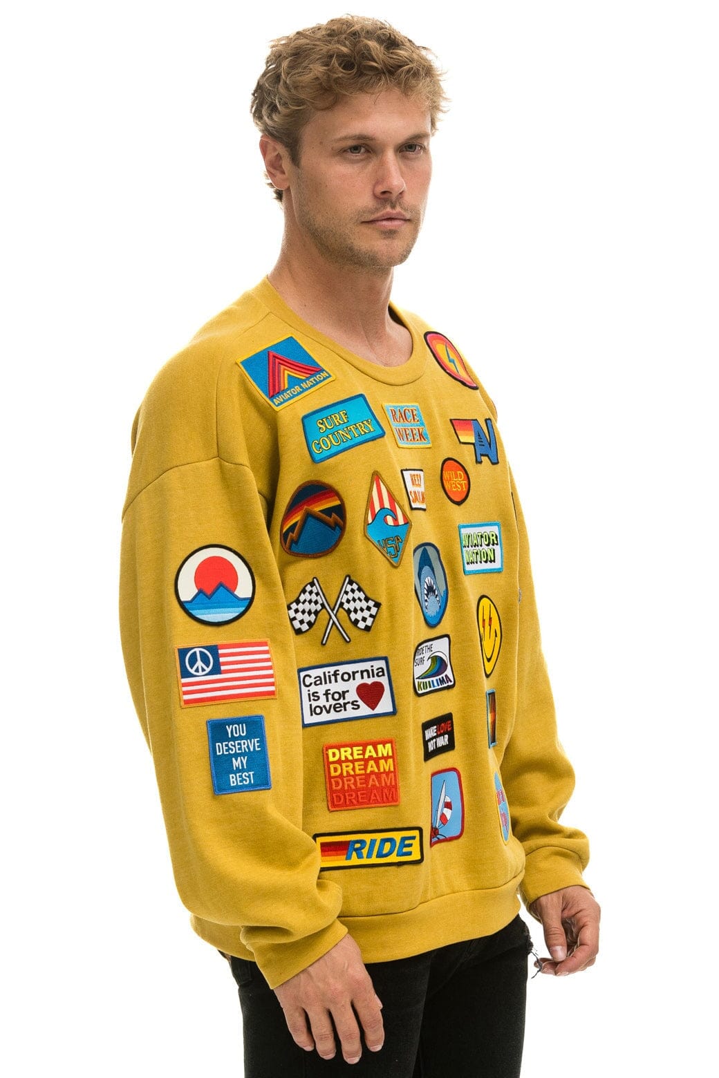 Retro VINTAGE PATCH RELAXED CREW SWEATSHIRT - KHAKI