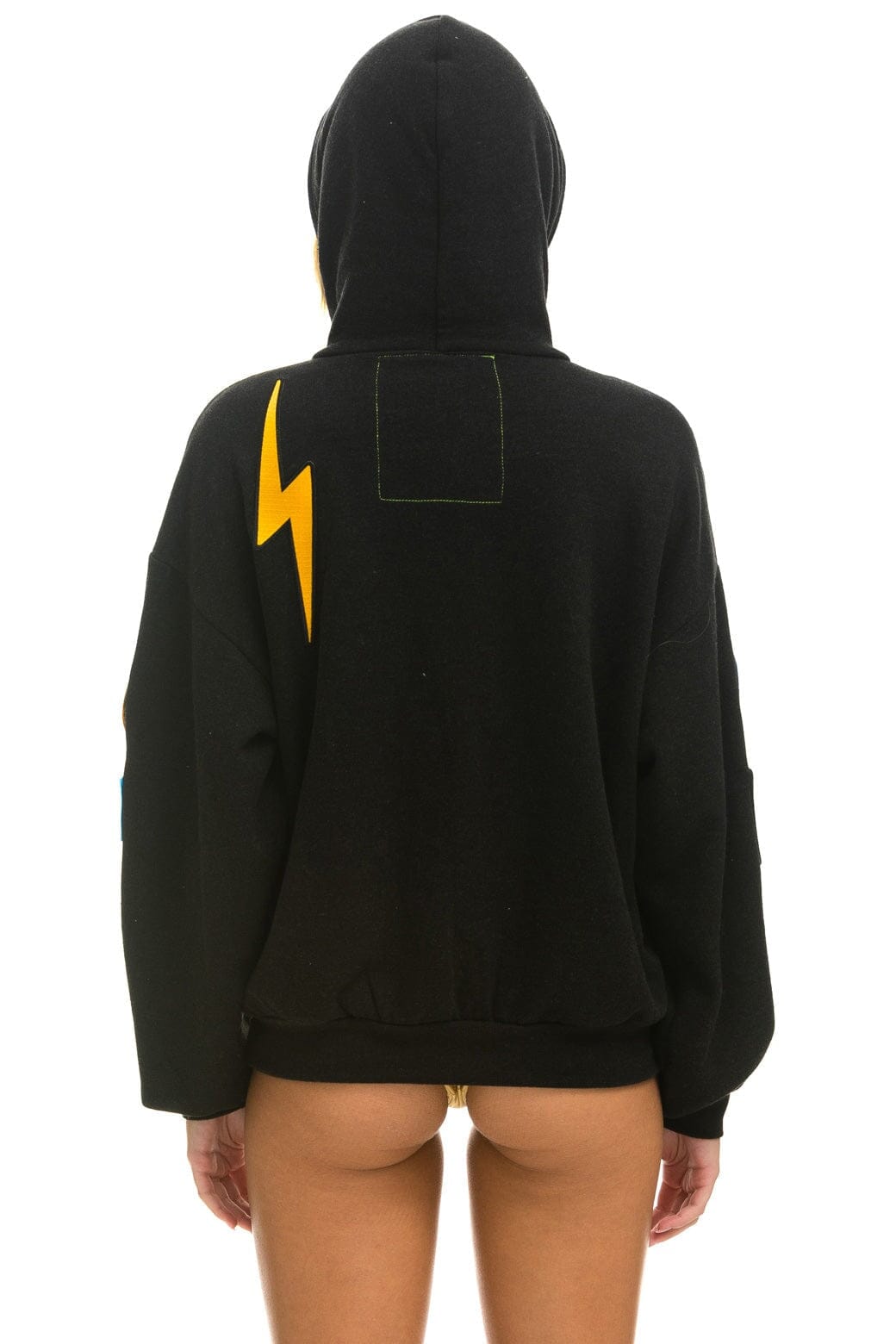 Retro VINTAGE PATCH RELAXED PULLOVER HOODIE- BLACK
