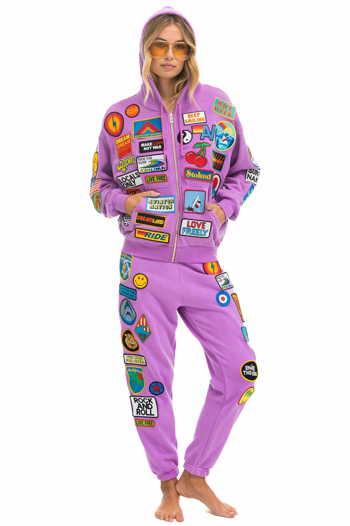 Retro VINTAGE PATCH SWEATPANTS - NEON PURPLE