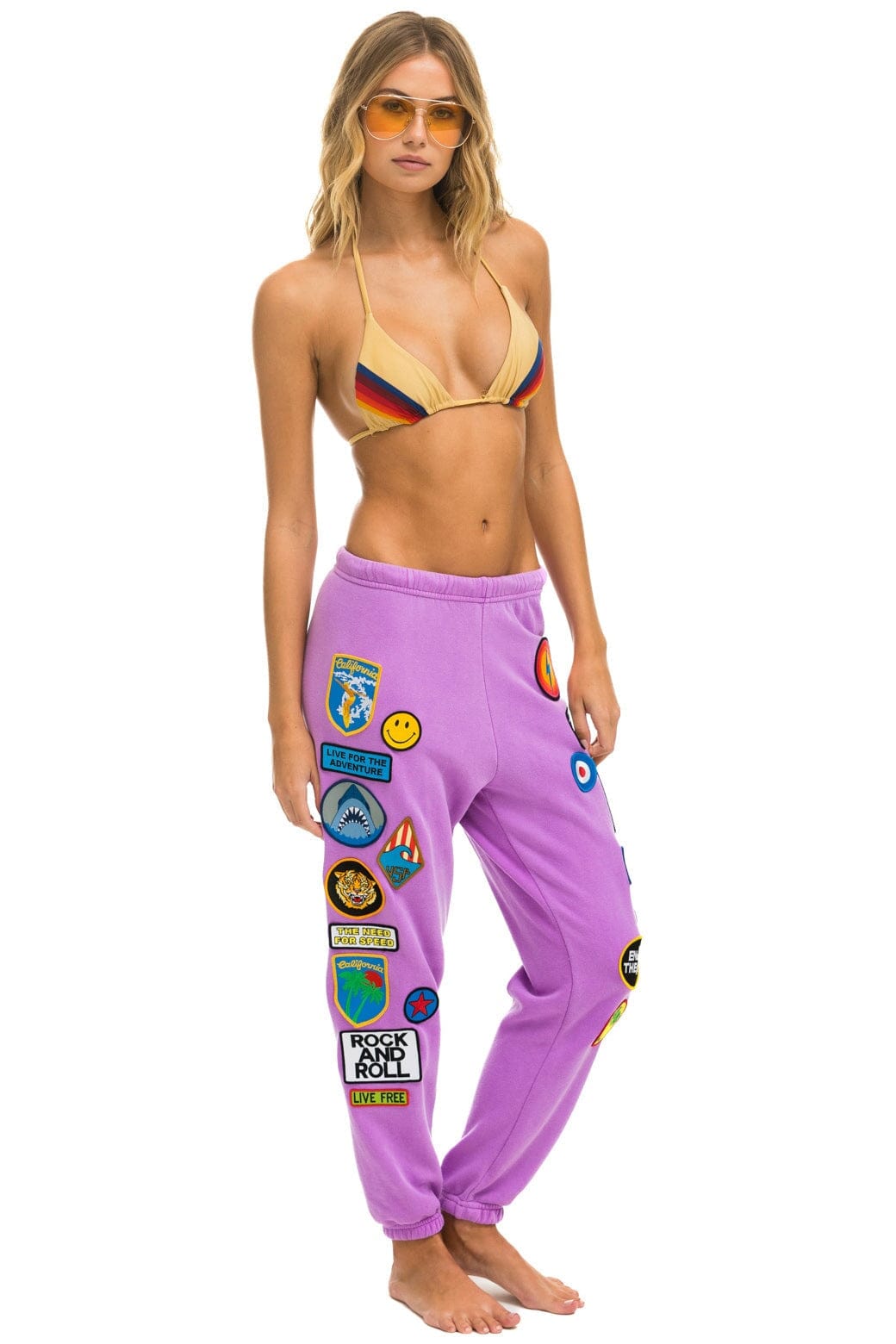 Retro VINTAGE PATCH SWEATPANTS - NEON PURPLE