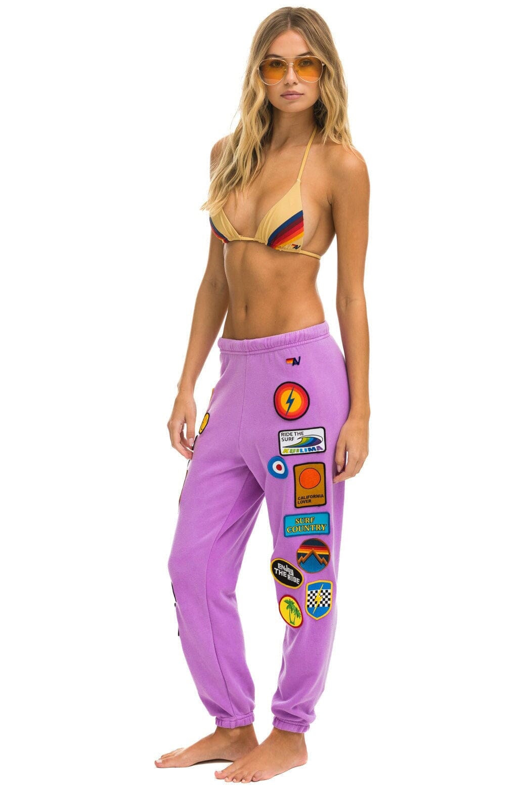 Retro VINTAGE PATCH SWEATPANTS - NEON PURPLE