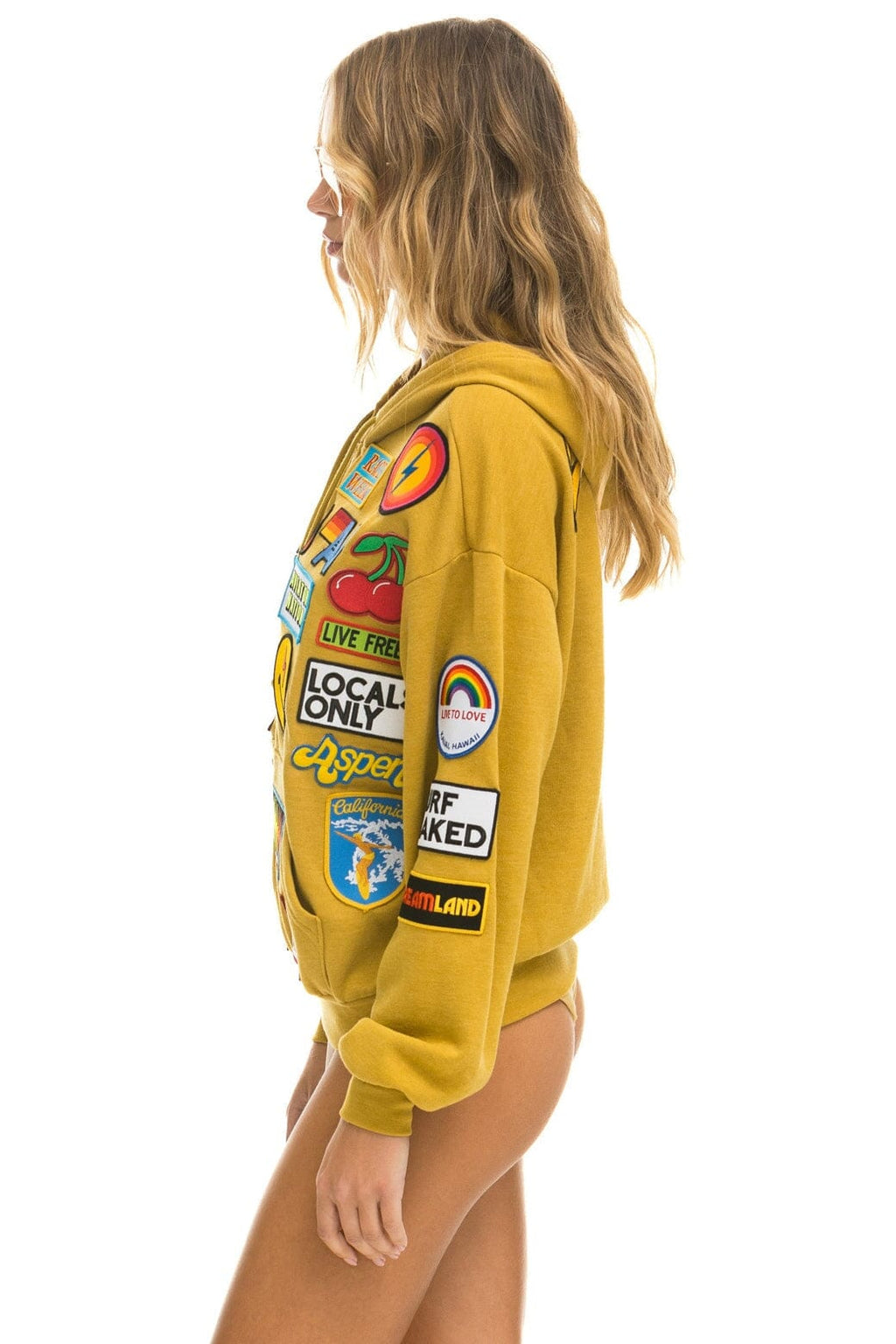 Retro VINTAGE PATCH ZIP HOODIE RELAXED - KHAKI