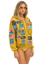 Retro VINTAGE PATCH ZIP HOODIE RELAXED - KHAKI