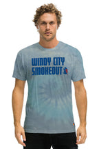 Retro WINDY CITY SMOKEOUT 2023 TEE - TIE DYE HEATHER BLUE