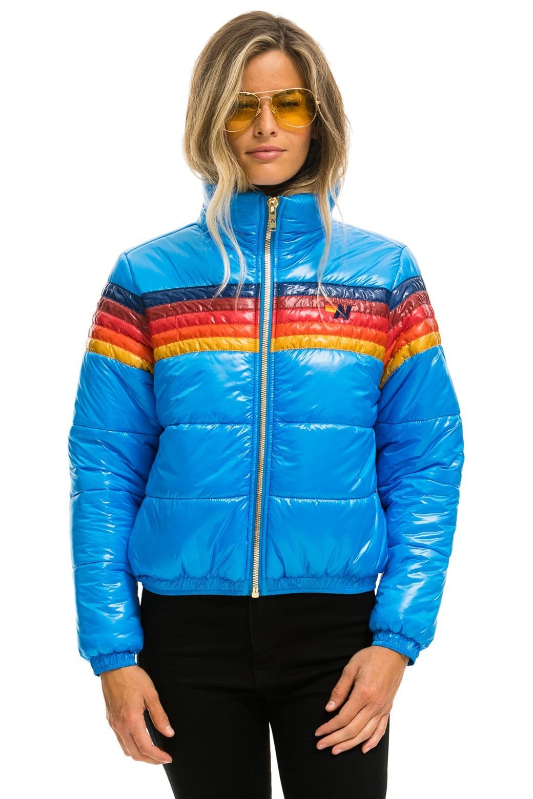 Retro 5 STRIPE APRES PUFFER JACKET - GLOSSY BLUE