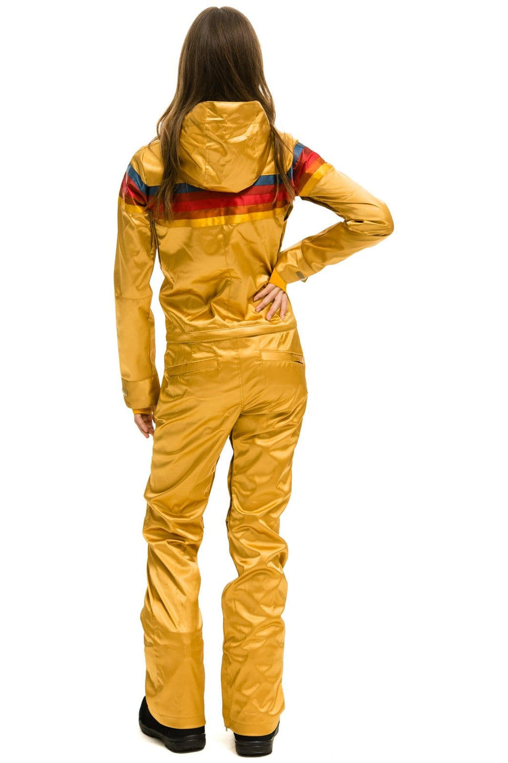 Retro WOMENS 5 STRIPE SATIN POWDER SUIT - CHAMPAGNE