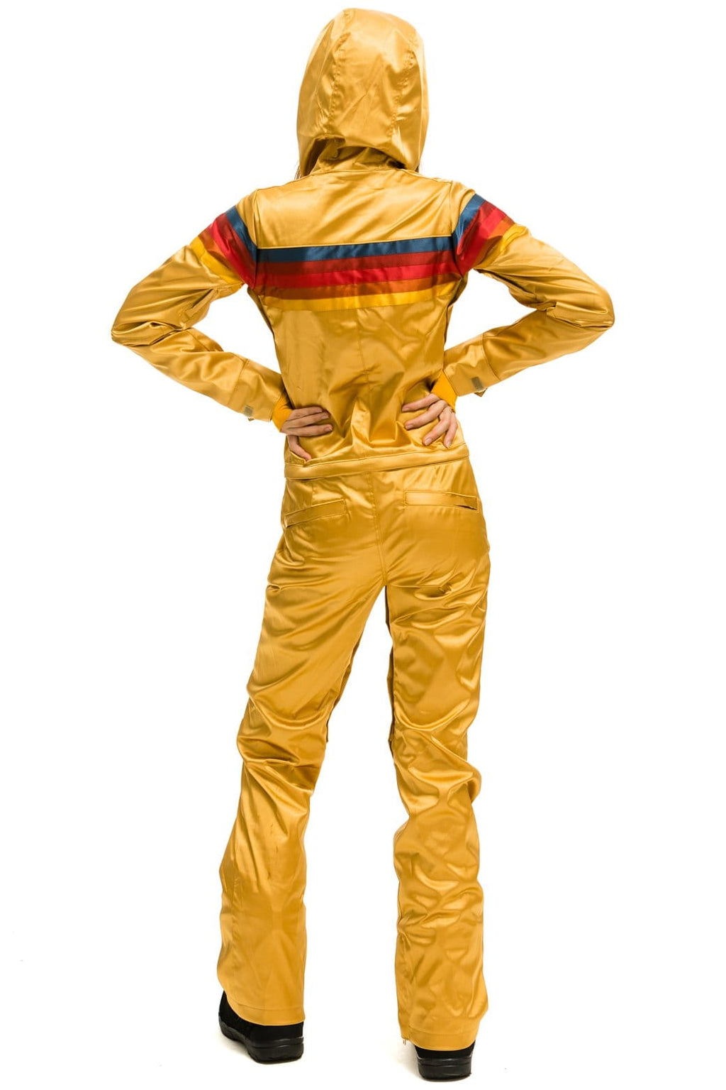 Retro WOMENS 5 STRIPE SATIN POWDER SUIT - CHAMPAGNE