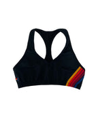 Retro WOMENS 5 STRIPE SPORTS BRA - BLACK