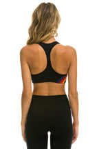 Retro WOMENS 5 STRIPE SPORTS BRA - BLACK