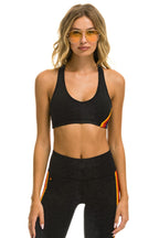 Retro WOMENS 5 STRIPE SPORTS BRA - CHARCOAL