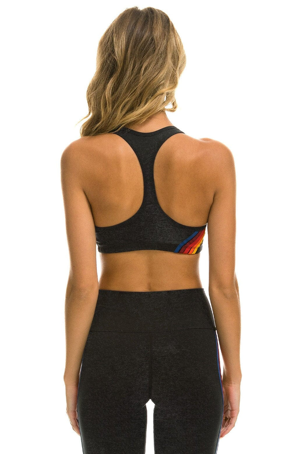 Retro WOMENS 5 STRIPE SPORTS BRA - CHARCOAL