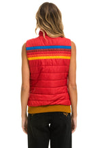 Retro WOMENS 5 STRIPE VEST - CHERRY