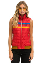 Retro WOMENS 5 STRIPE VEST - CHERRY