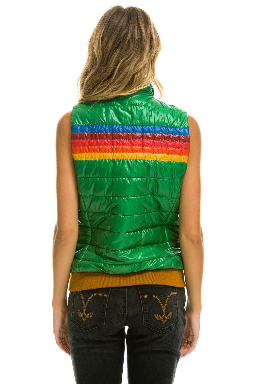 Retro WOMENS 5 STRIPE VEST - GLOSSY AMAZON