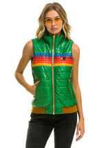 Retro WOMENS 5 STRIPE VEST - GLOSSY AMAZON