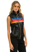 Retro WOMENS 5 STRIPE VEST - GLOSSY BLACK