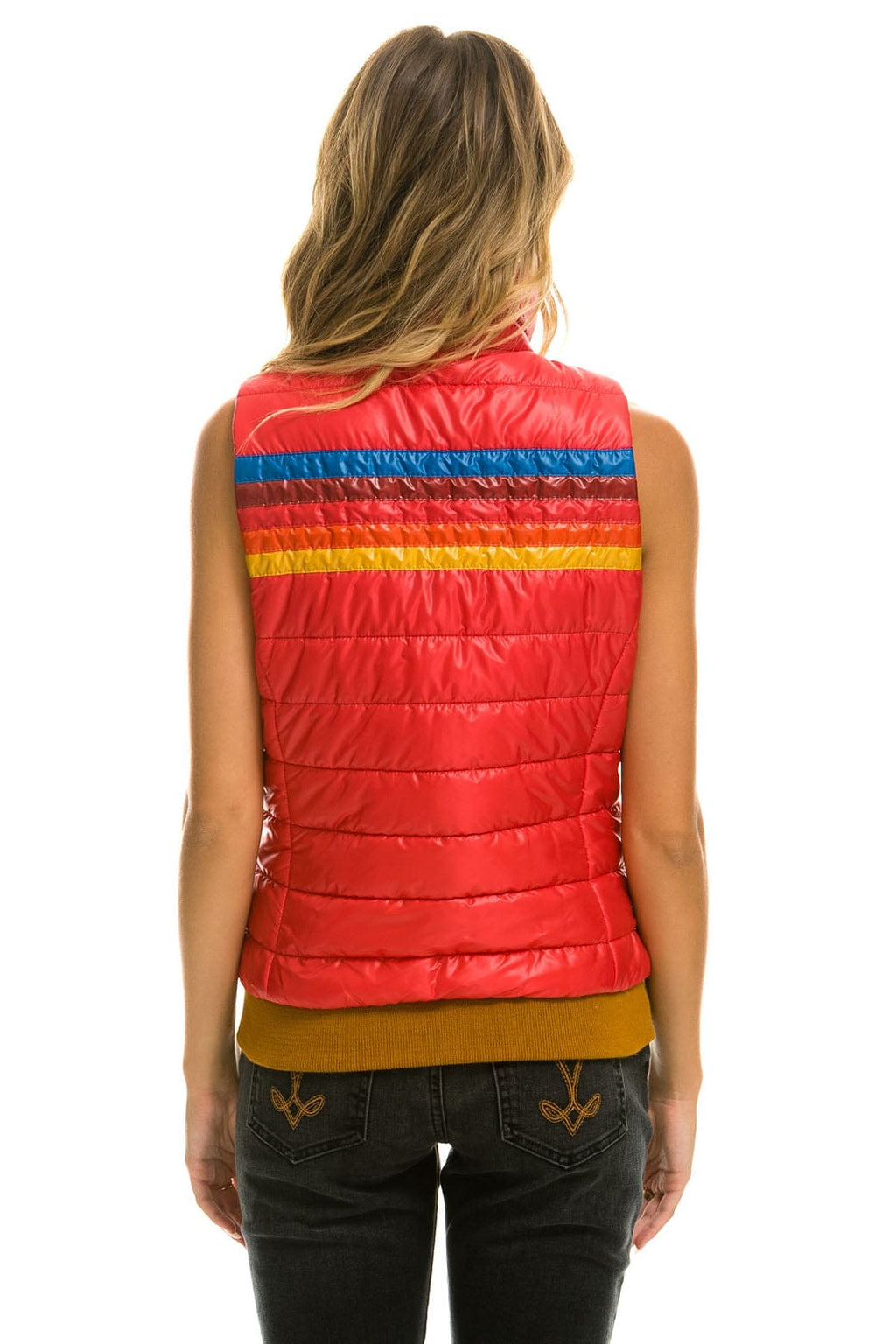 Retro WOMENS 5 STRIPE VEST - GLOSSY CHERRY