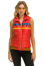Retro WOMENS 5 STRIPE VEST - GLOSSY CHERRY
