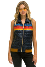 Retro WOMENS 5 STRIPE VEST - GLOSSY NAVY