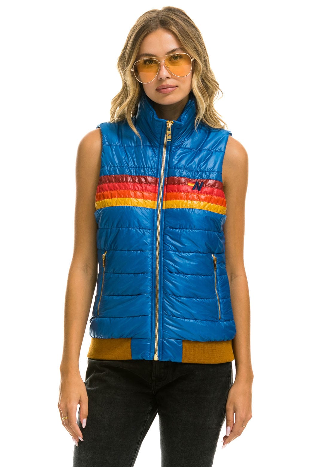 Retro WOMENS 5 STRIPE VEST - GLOSSY SNORKEL BLUE