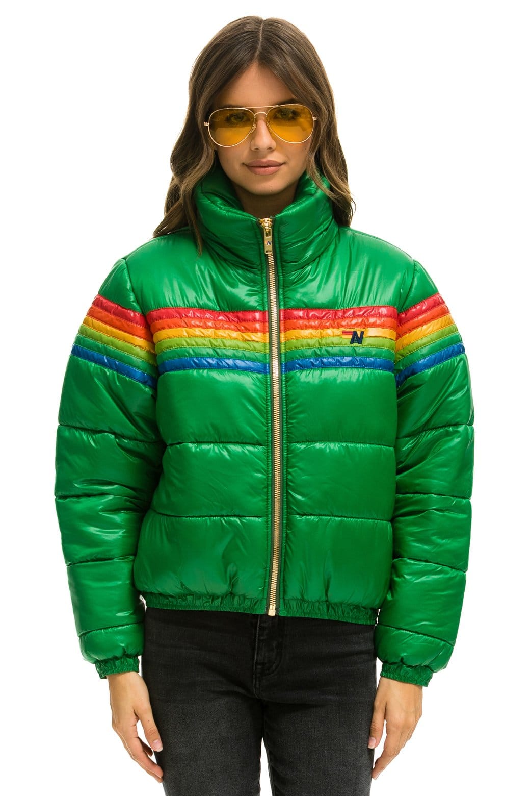 Retro 6 STRIPE LUXE APRES PUFFER JACKET - GLOSSY AMAZON