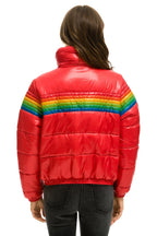 Retro 6 STRIPE LUXE APRES PUFFER JACKET - GLOSSY CHERRY