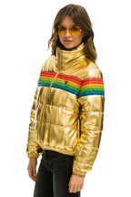 Retro 6 STRIPE LUXE APRES PUFFER JACKET - GLOSSY GOLDEN