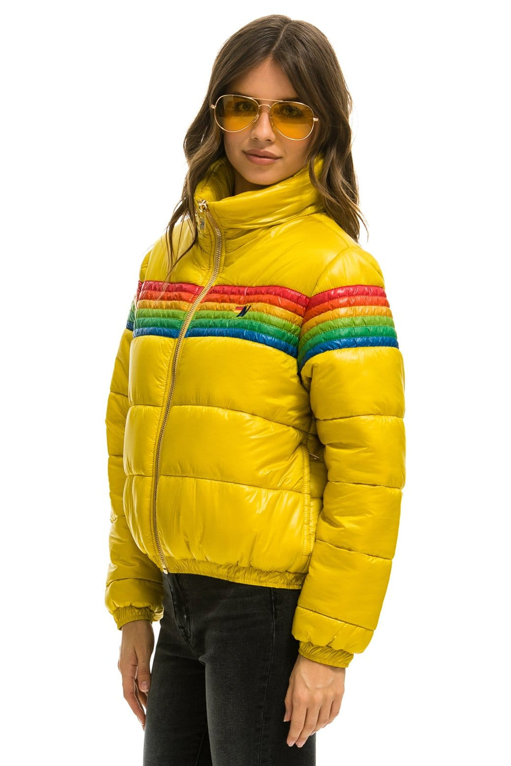 Retro 6 STRIPE LUXE APRES PUFFER JACKET - GLOSSY HONEY