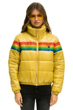 Retro 6 STRIPE LUXE APRES PUFFER JACKET - GLOSSY KHAKI