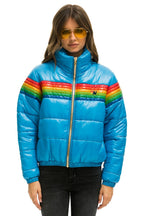 Retro 6 STRIPE LUXE APRES PUFFER JACKET - GLOSSY OCEAN