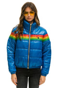 Retro 6 STRIPE LUXE APRES PUFFER JACKET - GLOSSY SNORKEL BLUE