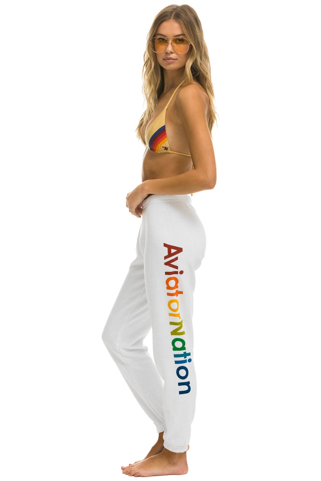 Retro AVIATOR NATION VENICE SWEATPANTS - WHITE