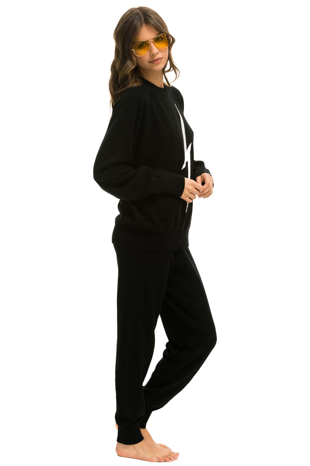 Retro BOLT CASHMERE LIGHT SWEATER PANT - BLACK WHITE BOLT