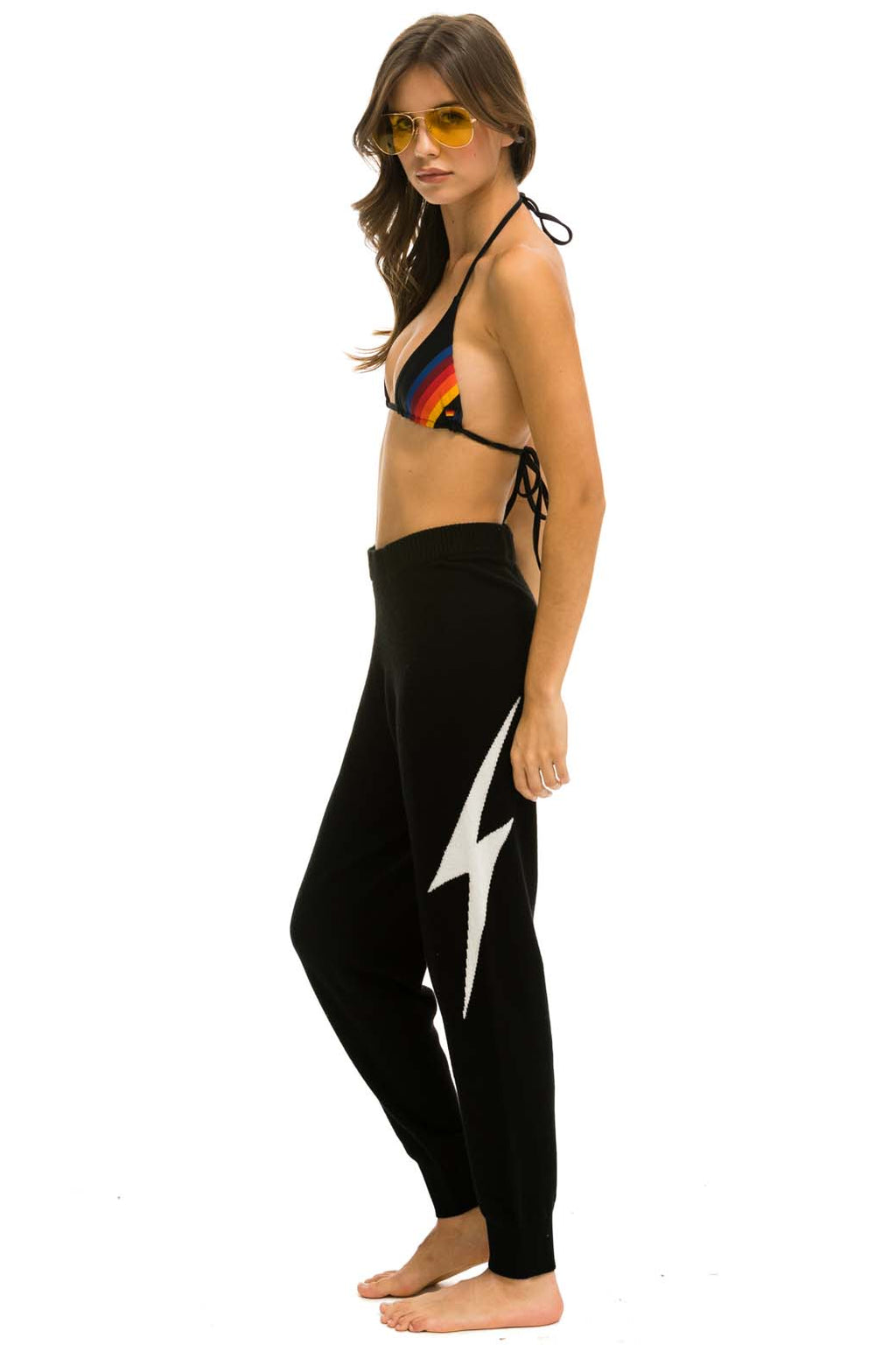 Retro BOLT CASHMERE LIGHT SWEATER PANT - BLACK WHITE BOLT